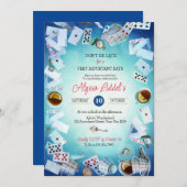 Invitation d'anniversaire sur le thème d'Alice au  (Devant / Derrière)