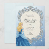Invitation d'anniversaire sur le thème de Cendrill (Devant / Derrière)