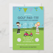 Invitation d'anniversaire sur le thème de golf pou (Devant)