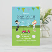 Invitation d'anniversaire sur le thème de golf pou (Debout devant)