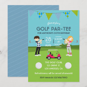 Invitation d'anniversaire sur le thème de golf pou