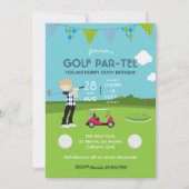 Invitation d'anniversaire sur le thème de golf pou (Devant)