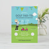 Invitation d'anniversaire sur le thème de golf pou (Debout devant)