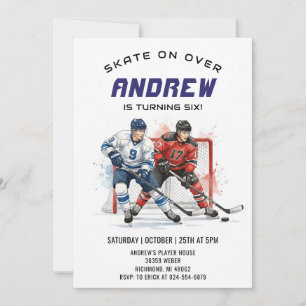 Invitation d'anniversaire sur le thème de hockey p