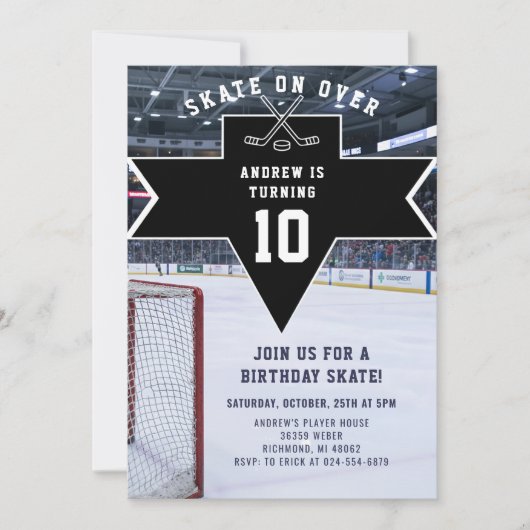 Invitation d'anniversaire sur le thème de hockey p (Devant)