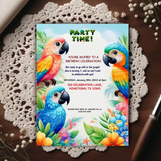 Invitation d'anniversaire sur le thème de la jungl