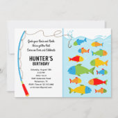 Invitation d'anniversaire sur le thème de la pêche (Devant)