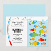 Invitation d'anniversaire sur le thème de la pêche (Devant / Derrière)