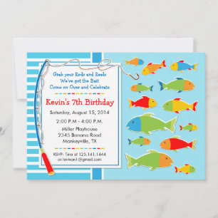 Invitation d'anniversaire sur le thème de la pêche