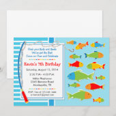 Invitation d'anniversaire sur le thème de la pêche (Devant / Derrière)