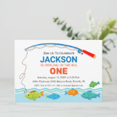Invitation d'anniversaire sur le thème de la pêche (Debout devant)