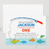 Invitation d'anniversaire sur le thème de la pêche (Devant / Derrière)