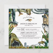 Invitation d'anniversaire sur le thème de la pêche (Devant)