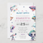 Invitation d'anniversaire sur le thème de l'alien (Devant)