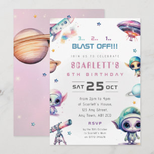 Invitation d'anniversaire sur le thème de l'alien