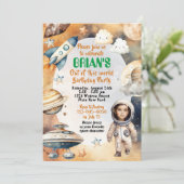 Invitation d'anniversaire sur le thème de l'espace (Debout devant)