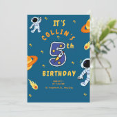 Invitation d'anniversaire sur le thème de l'espace (Debout devant)