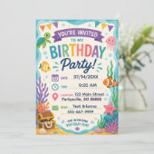 Invitation d'anniversaire sur le thème de l'océan (Debout devant)