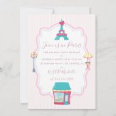 Invitation d'anniversaire sur le thème de Paris ro (Devant)