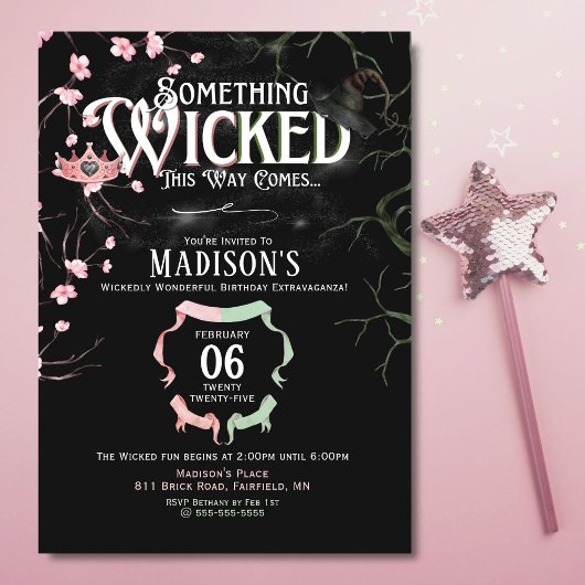 Invitation d'anniversaire sur le thème de Wicked
