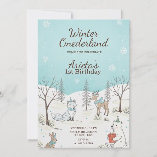 Invitation d'anniversaire sur le thème de Winter O (Devant)