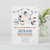 Invitation d'anniversaire sur le thème des animaux (Debout devant)