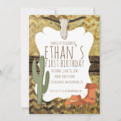 Invitation d'anniversaire sur le thème des cow-boy (Devant)