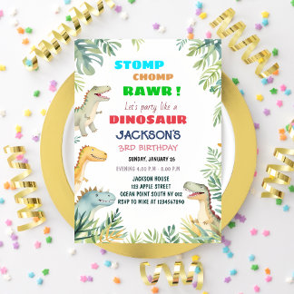 Invitation d'anniversaire sur le thème des dinosau