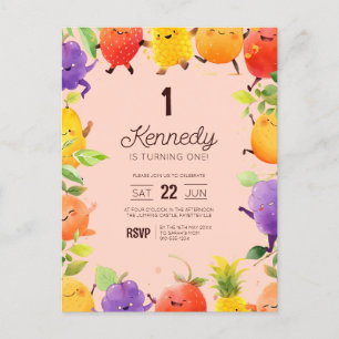 Invitation d'anniversaire sur le thème des fruits