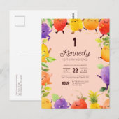 Invitation d'anniversaire sur le thème des fruits (Devant / Derrière)