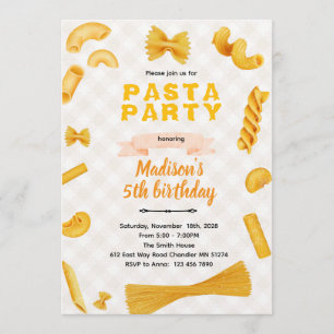 Invitation d'anniversaire sur le thème des pâtes m