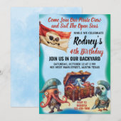 Invitation d'anniversaire sur le thème des pirates (Devant / Derrière)