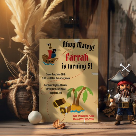Invitation d'anniversaire sur le thème des pirates