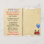 Invitation d'anniversaire sur le thème des pirates (Dos)