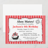 Invitation d'anniversaire sur le thème des pirates (Devant / Derrière)