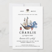 Invitation d'anniversaire sur le thème des pirates (Devant)