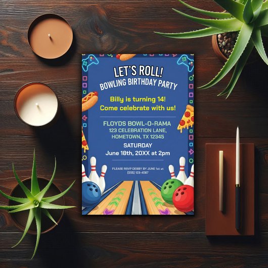 Invitation d'anniversaire sur le thème du bowling