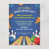 Invitation d'anniversaire sur le thème du bowling (Devant)