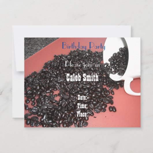 Invitation d'anniversaire sur le thème du café (Devant)