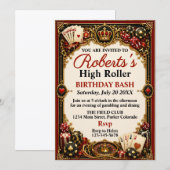 Invitation d'anniversaire sur le thème du casino, (Devant / Derrière)