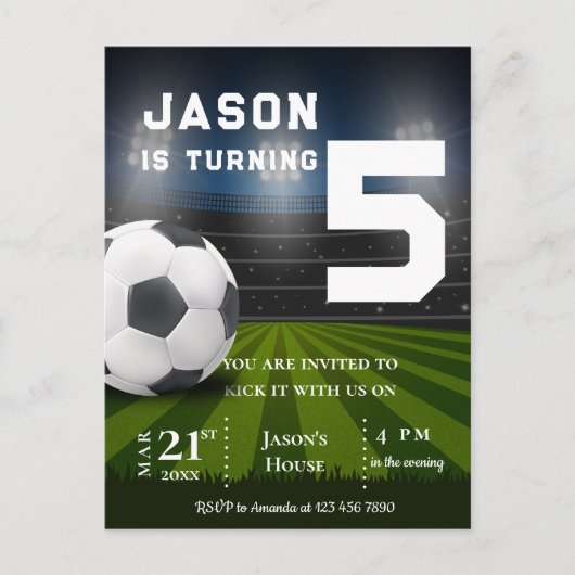 Invitation d'anniversaire sur le thème du football (Devant)