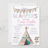 Invitation d'anniversaire sur le thème du Glamping (Devant)