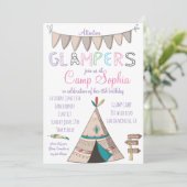 Invitation d'anniversaire sur le thème du Glamping (Debout devant)