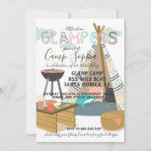 Invitation d'anniversaire sur le thème du Glamping (Devant)