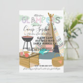 Invitation d'anniversaire sur le thème du Glamping (Debout devant)