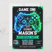 Invitation d'anniversaire sur le thème du jeu vidé (Devant)
