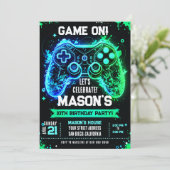 Invitation d'anniversaire sur le thème du jeu vidé (Debout devant)