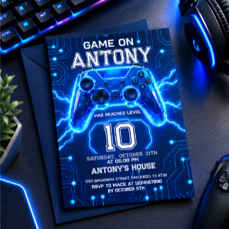 Invitation d'anniversaire sur le thème du jeu vidé