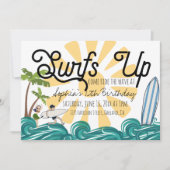Invitation d'anniversaire sur le thème du surf (Devant)