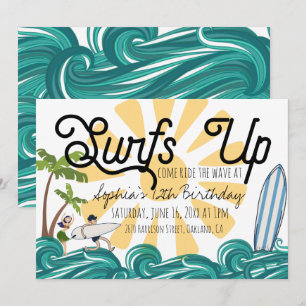 Invitation d'anniversaire sur le thème du surf